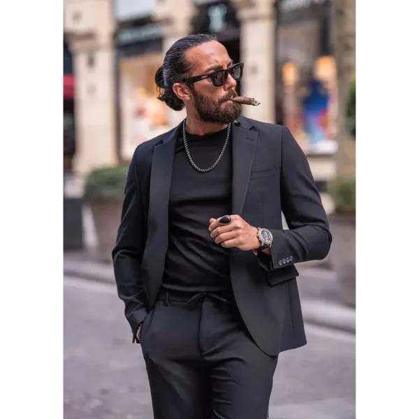 Luxury Black Men's Suits Single Breasted 2 Piece Jacket Pants Male Clothing Formal Smart Business Gentleman Slim Fit Blazer Sets