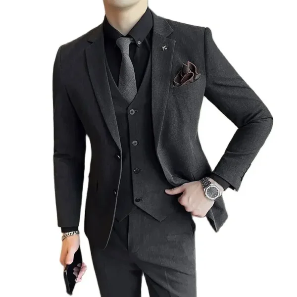 New S-7XL (suit + Vest + Trousers) Men's Casual Gentleman Double-breasted Slim Fit British Fashion Business Three-piece Suit