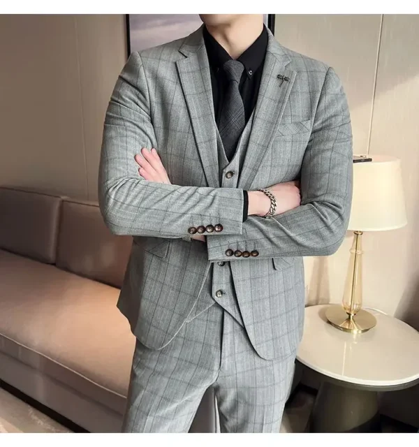 3 piece suit Design plaid lapel single-breasted slim-fit Best men's Wedding Business party suit