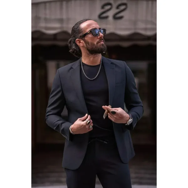 Luxury Black Men's Suits Single Breasted 2 Piece Jacket Pants Male Clothing Formal Smart Business Gentleman Slim Fit Blazer Sets