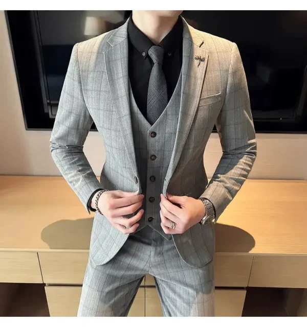 3 piece suit Design plaid lapel single-breasted slim-fit Best men's Wedding Business party suit