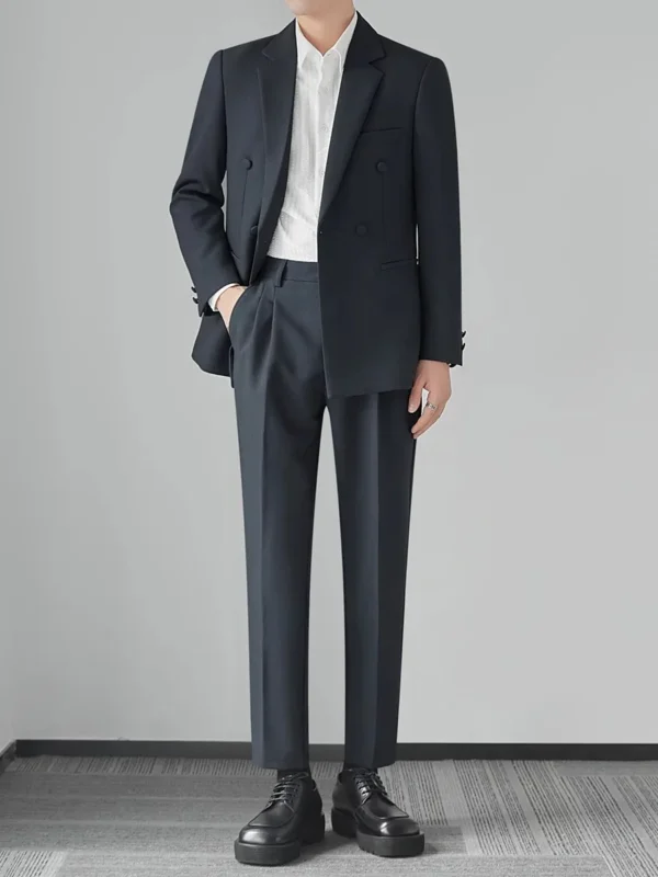 24 Autumn New Texture Men's Casual Formal Suit Fashion 3 Colors High-end Double-breasted Blazer and Suit Pants