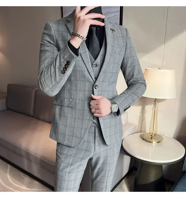 3 piece suit Design plaid lapel single-breasted slim-fit Best men's Wedding Business party suit