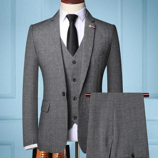 Men's Three-Piece Suit Slim Fit Business Wedding Dress Code Spring Autumn Korean Style Formal Wear Groomsmen Wedding Clothes