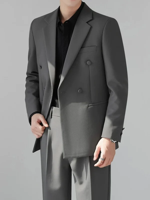 24 Autumn New Texture Men's Casual Formal Suit Fashion 3 Colors High-end Double-breasted Blazer and Suit Pants