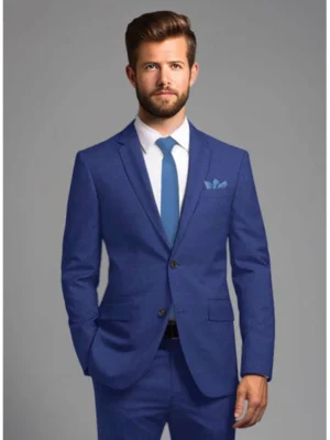 Handsome Blue Men's Blazer Sets Notch Lapel 2 Piece Jacket Pants Suits for Men Slim Fit Formal Business Gentleman Male Clothing