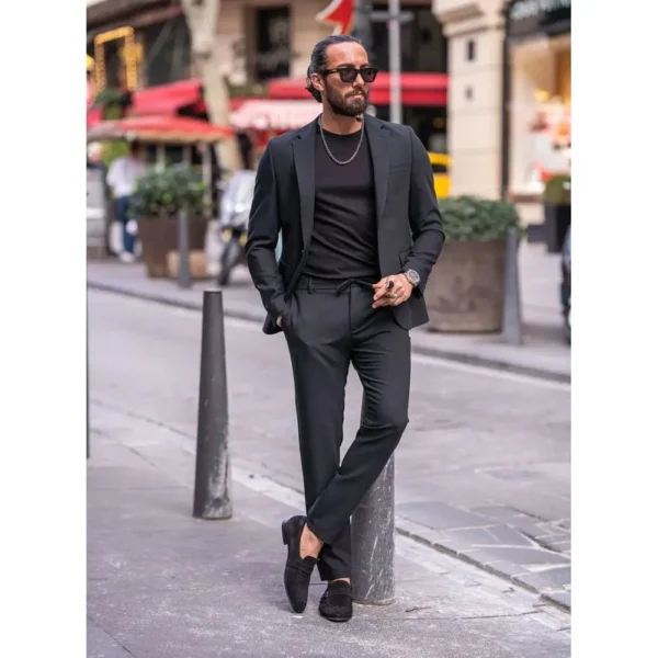 Luxury Black Men's Suits Single Breasted 2 Piece Jacket Pants Male Clothing Formal Smart Business Gentleman Slim Fit Blazer Sets