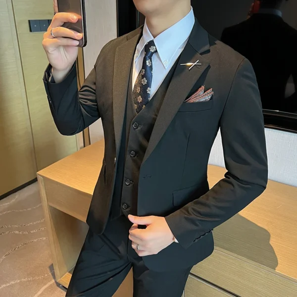 High quality plus-size men's wear (suit + vest + trousers) wedding bridegroom all matching business three-piece set