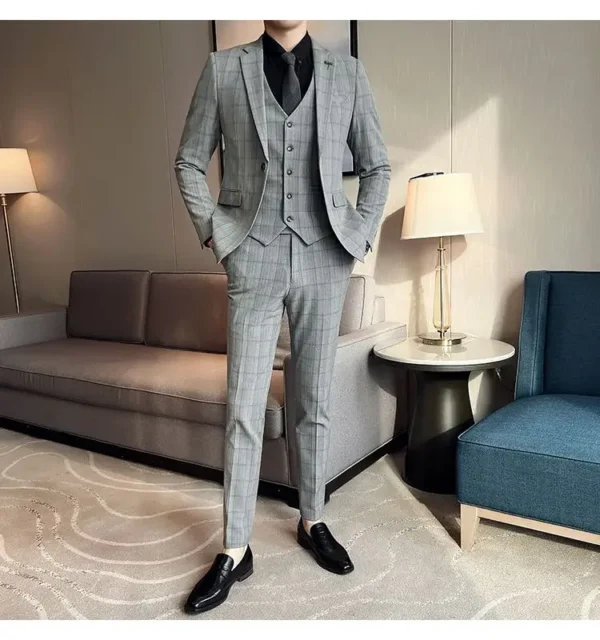 3 piece suit Design plaid lapel single-breasted slim-fit Best men's Wedding Business party suit